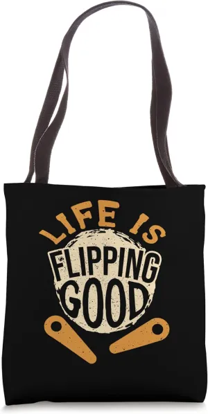 Life Is Flipping Good Retro Pinball Machine Flipper Tote Bag
