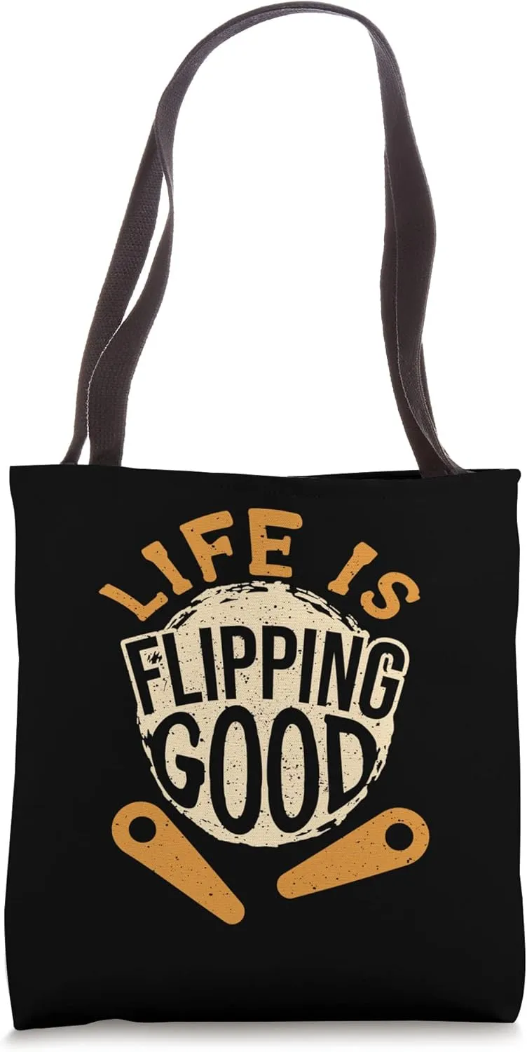 Life Is Flipping Good Retro Pinball Machine Flipper Tote Bag