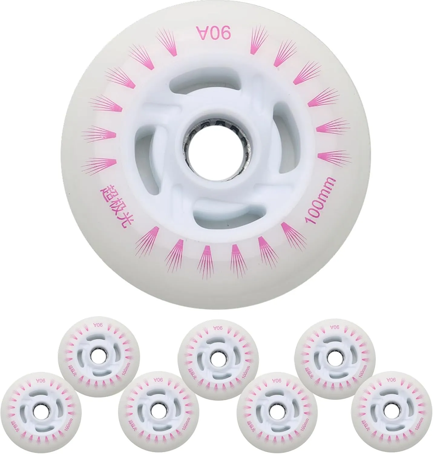 Light Up Inline Skate Wheels 90mm, 100mm, 110mm 8Pcs LED Flashing Roller Wheels 90A PU for Indoor/Outdoor Scooter Replacement
