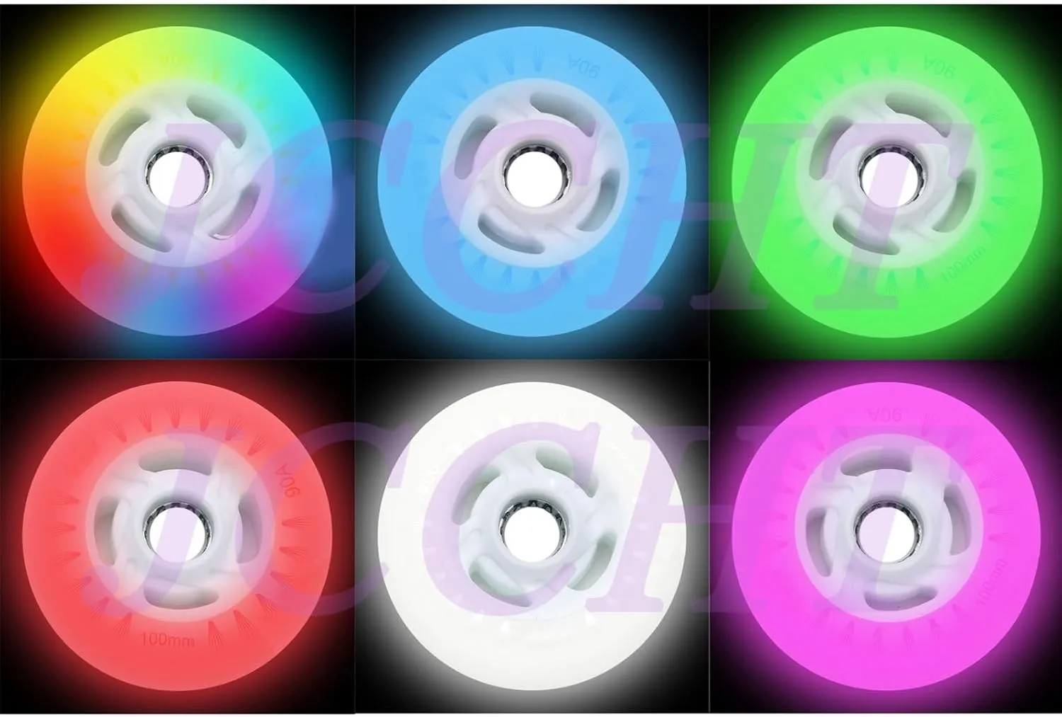 Light Up Inline Skate Wheels 90mm, 100mm, 110mm 8Pcs LED Flashing Roller Wheels 90A PU for Indoor/Outdoor Scooter Replacement