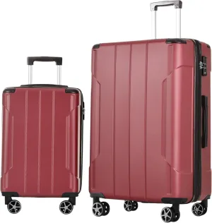 Lightweight Expandable Luggage Set for Stress-Free Travel, 2-Piece Hardshell Suitcases with Spinner Wheels, Red