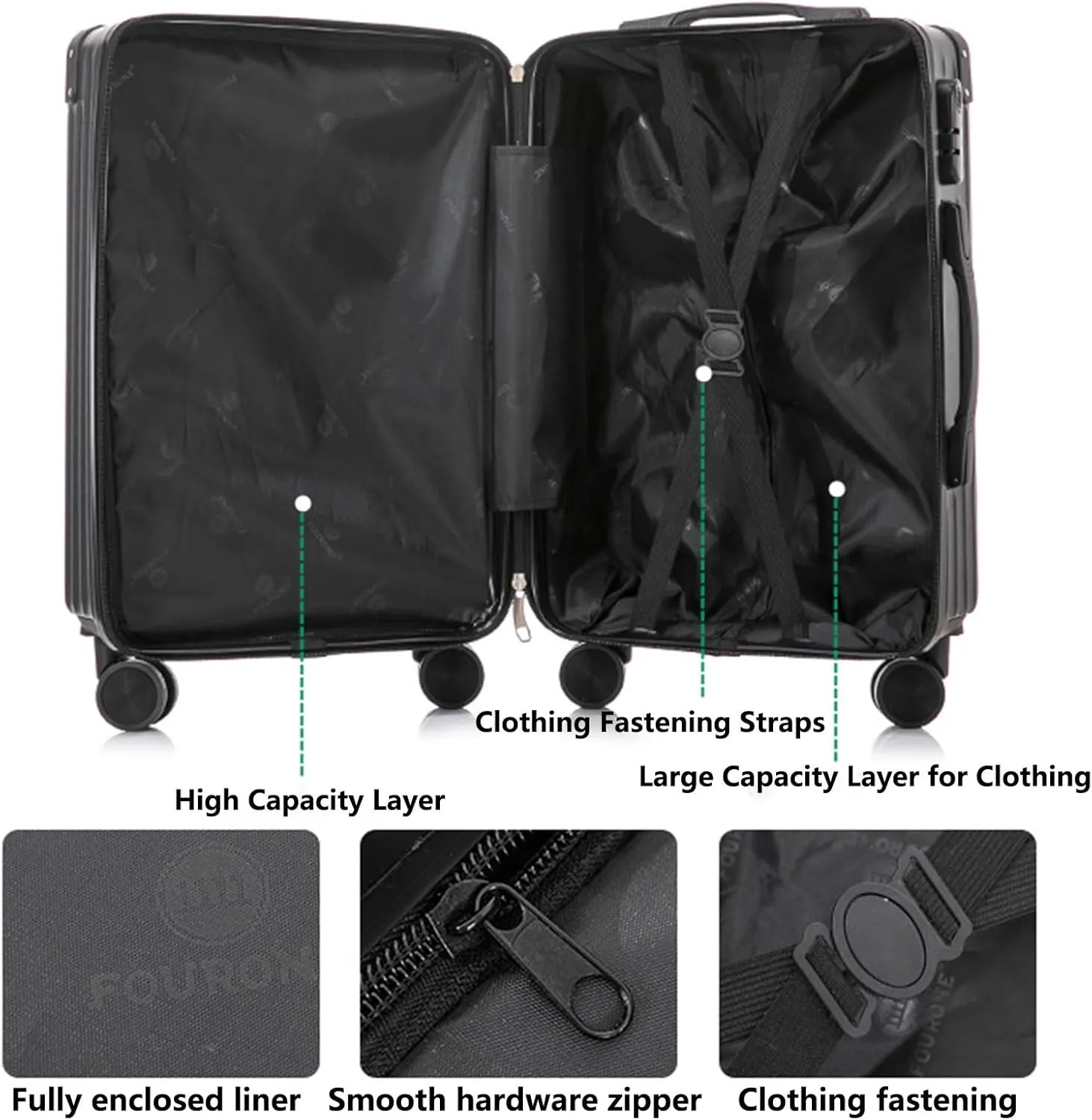 Lightweight Suitecase With Carry-on Bag, With Spinner Wheels, Expandable Luggage, Equipped With Anti-pick Combination Lock (Color : 22, Size : Rose)