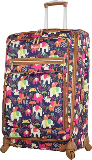 Lily Bloom Design Pattern 28" Luggage Softside Expandable With Double Spinner Wheels, Large Lightweight Suitcase Checked Bag For Women
