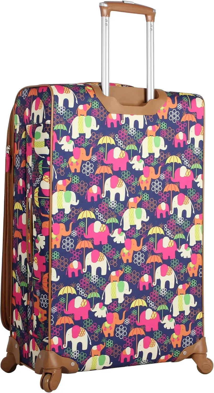 Lily Bloom Design Pattern 28" Luggage Softside Expandable With Double Spinner Wheels, Large Lightweight Suitcase Checked Bag For Women