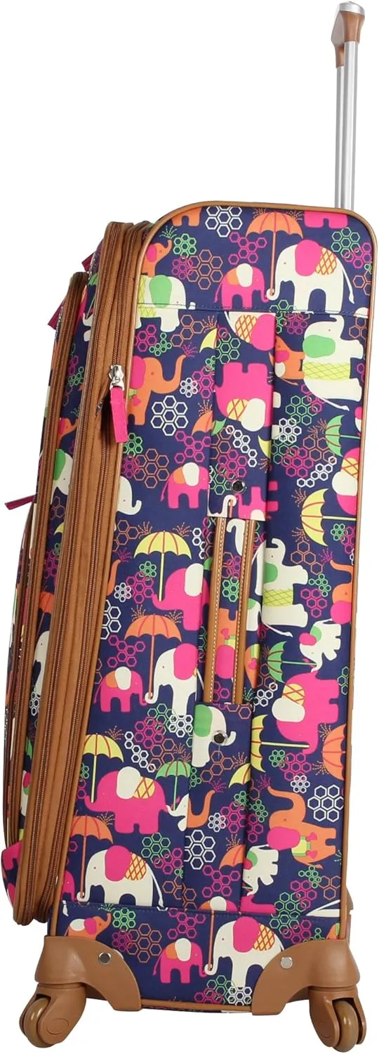 Lily Bloom Design Pattern 28" Luggage Softside Expandable With Double Spinner Wheels, Large Lightweight Suitcase Checked Bag For Women