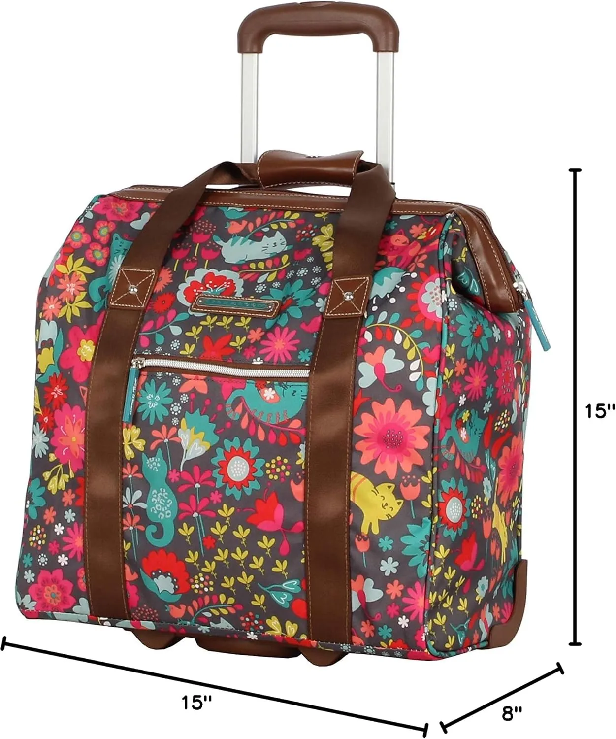 Lily Bloom Design Pattern Carry on Bag Wheeled Cabin Tote (Playful Gray)