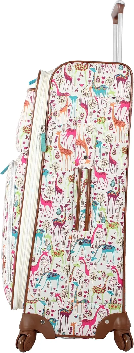 Lily Bloom Giraffe Park Luggage 24" Expandable Design Pattern Suitcase With Spinner Wheels For Woman (24in, Multicolored)