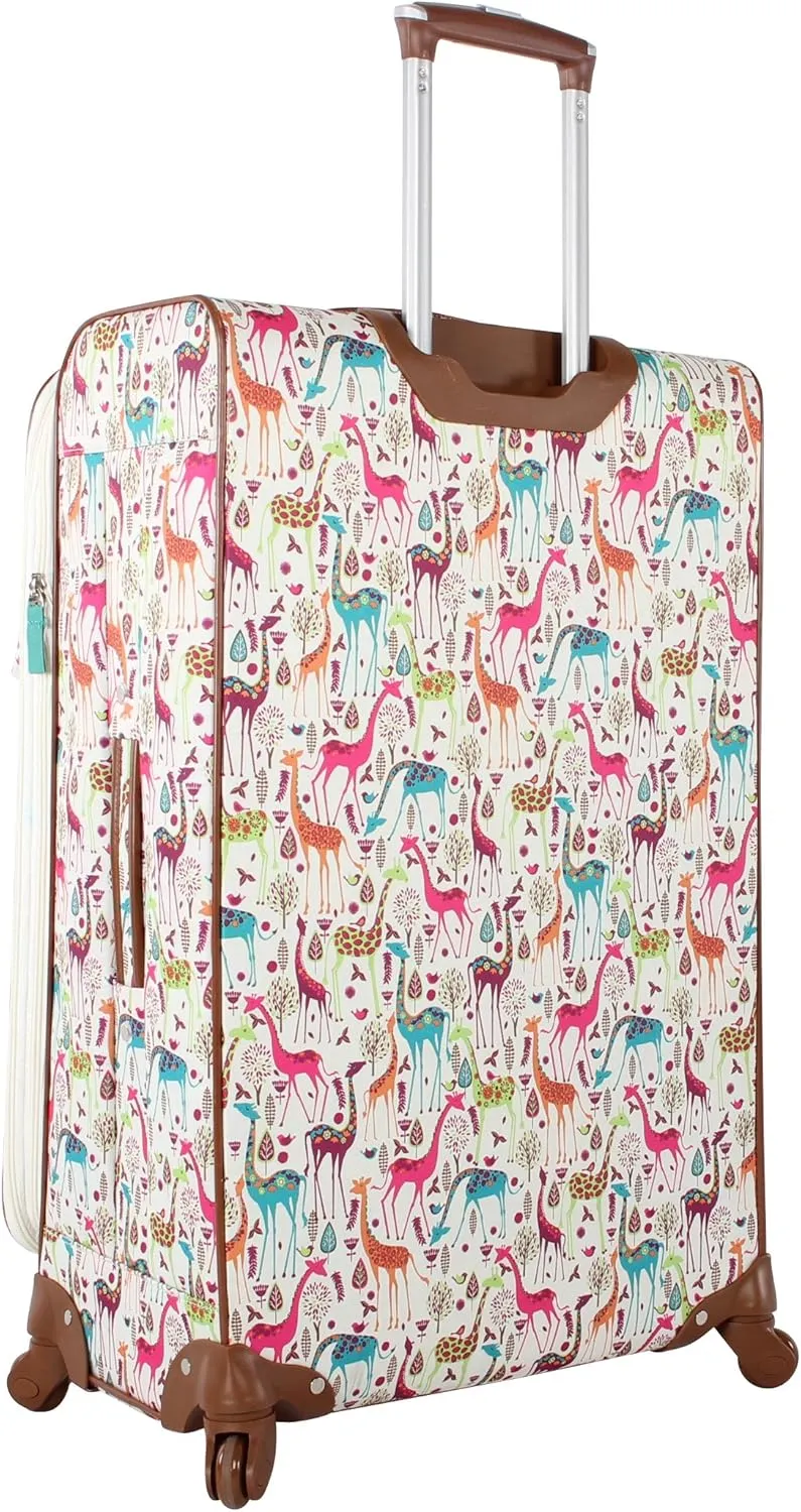 Lily Bloom Giraffe Park Luggage 24" Expandable Design Pattern Suitcase With Spinner Wheels For Woman (24in, Multicolored)