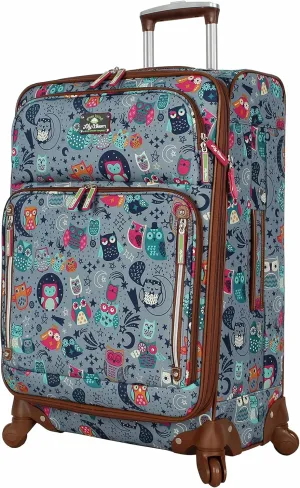Lily Bloom Luggage 24" Expandable Design Pattern Suitcase With Spinner Wheels For Woman (24in, Night Owl)