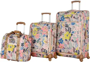 Lily Bloom Luggage 3 Piece Softside Spinner Suitcase Set Collection (Cabin Pink)