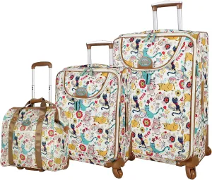 Lily Bloom Luggage 3 Piece Softside Spinner Suitcase Set Collection (Furry Friend)