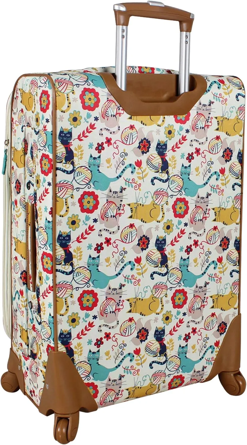 Lily Bloom Luggage 3 Piece Softside Spinner Suitcase Set Collection (Furry Friend)