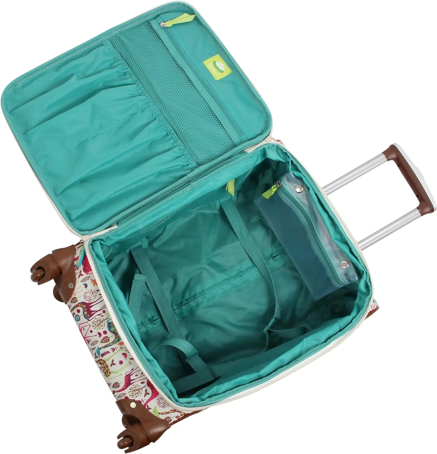 Lily Bloom Luggage 3 Piece Softside Spinner Suitcase Set Collection (Giraffe Park)