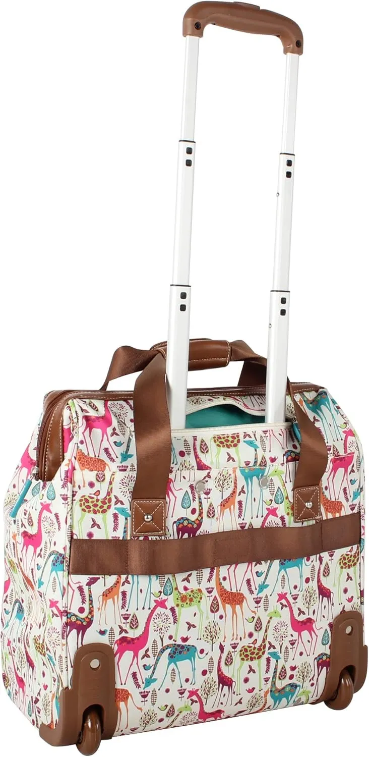 Lily Bloom Luggage 3 Piece Softside Spinner Suitcase Set Collection (Giraffe Park)