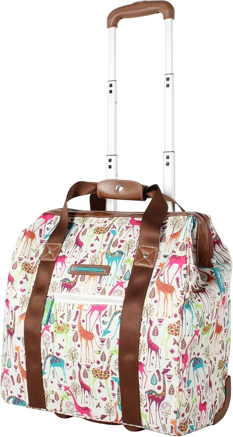 Lily Bloom Luggage 3 Piece Softside Spinner Suitcase Set Collection (Giraffe Park)