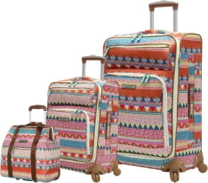 Lily Bloom Luggage 3 Piece Softside Spinner Suitcase Set Collection (On the Prowl)