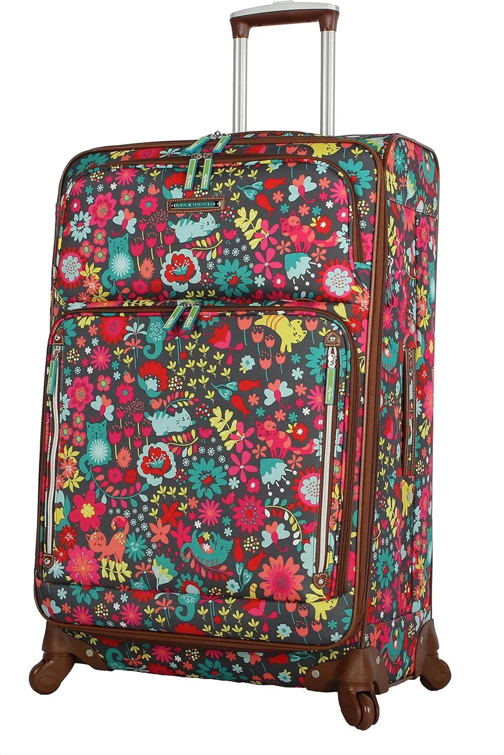 Lily Bloom Luggage 3 Piece Softside Spinner Suitcase Set Collection (Playful Gray)
