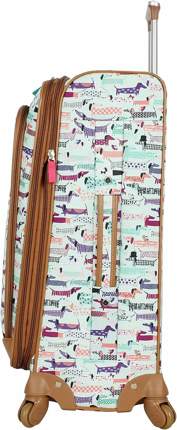 Lily Bloom Luggage 3 Piece Softside Spinner Suitcase Set Collection (Totally Paw Some)
