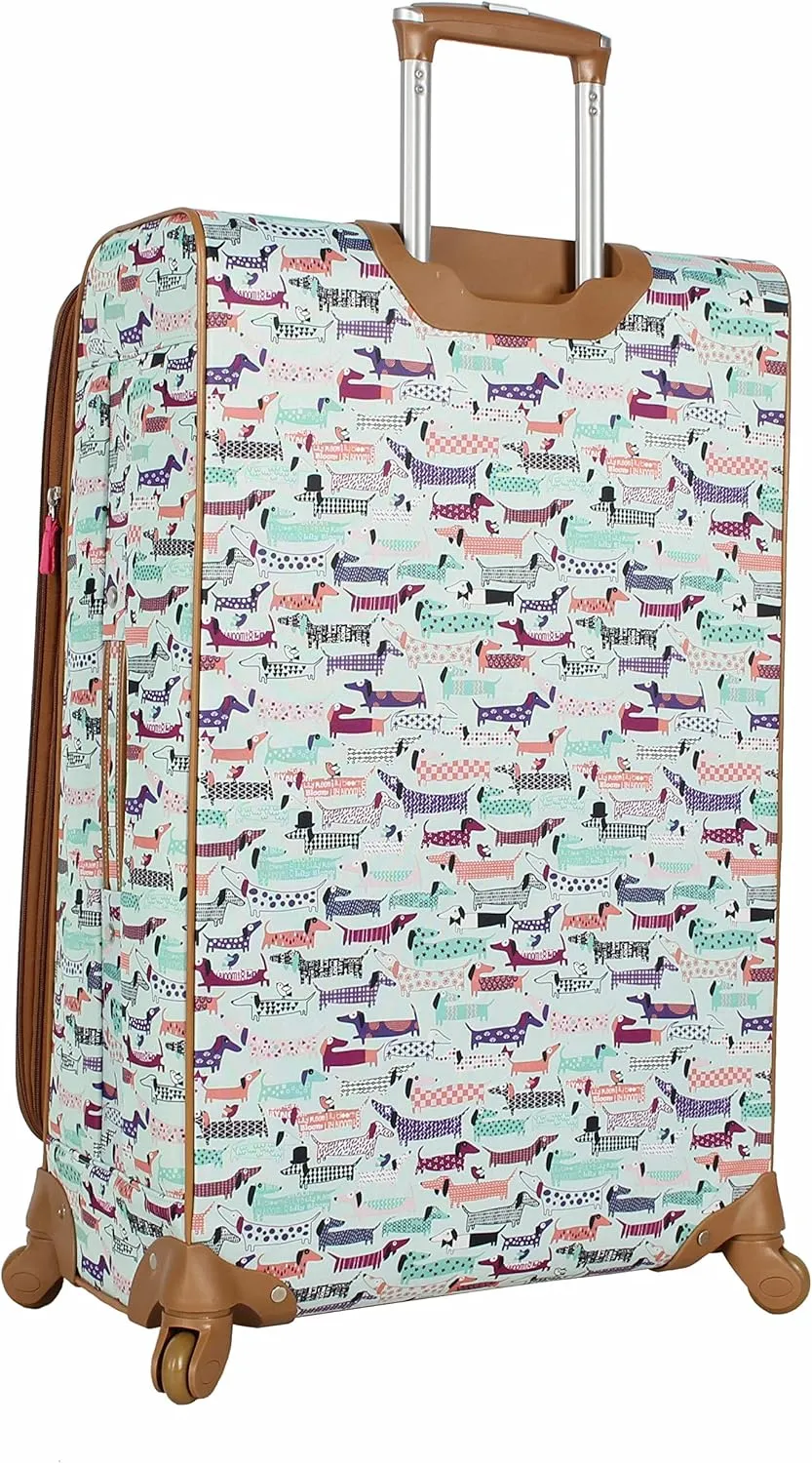 Lily Bloom Luggage 3 Piece Softside Spinner Suitcase Set Collection (Totally Paw Some)