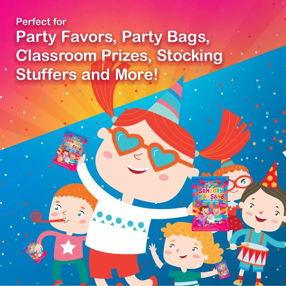 LITTLE CHUBBY ONE Sensory Play Sand Party Favor Pack Set - 24 Count 2oz Play Sand Set - Sensory Molding Sand Toy Inspires Creativity & Imagination Use for Goodie Bags & Stocking Stuffers