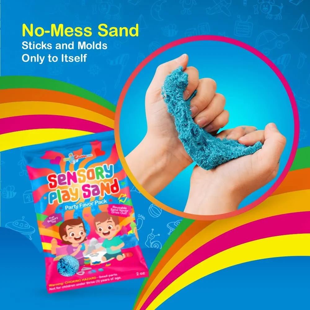 LITTLE CHUBBY ONE Sensory Play Sand Party Favor Pack Set - 24 Count 2oz Play Sand Set - Sensory Molding Sand Toy Inspires Creativity & Imagination Use for Goodie Bags & Stocking Stuffers
