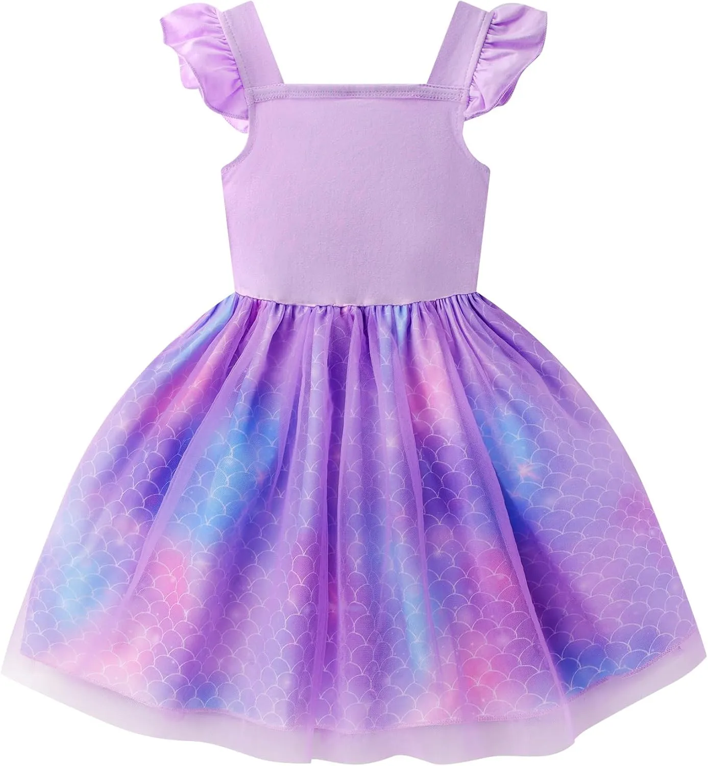 Little Girl Dresses Flutter Sleeve Tulle Tutu Dress Toddler Summer Clothes Kids Birthday Party Outfit 1-8 Years Old