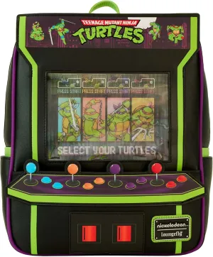Loungefly Teenage Mutant Ninja Turtles 40th Anniversary Vintage Arcade Mini Backpack, Black/Charcoal, Taglia unica