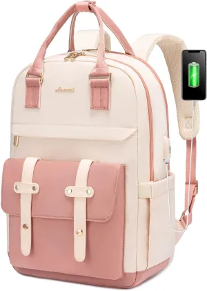 LOVEVOOK Laptop Backpack for Women, 15.6 Inch Laptop Bag with USB Charging Port, Fashion Water Resistant Daypacks Teacher Nurse Stylish Travel Bags Vintage Computer Backpack for College, Work