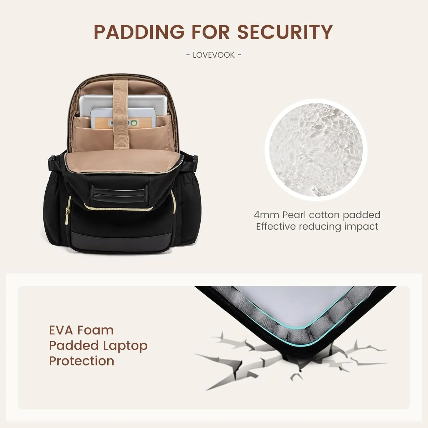 LOVEVOOK Laptop Backpack for Women with Pouch Pocket for Large Capacity Cup,15.6 Inch Laptop Computer Bag Travel Backpack Purse,Waterproof Work Business Backpack College Teacher Bags,Black