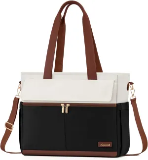 LOVEVOOK Laptop Bag for Women 15.6 Inch Laptop Large Capacity Work Bags Mutiple Pockets Teacher Bag with Removable Strap Water Resistant Computer Bags for Business Travel Nurse, Black Brown