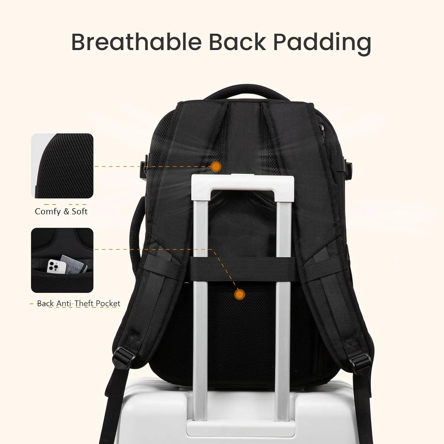 LOVEVOOK Travel Carry on Backpack for Men Women, Expandable 40L Extra Large Carry on Backpacks for Airplanes with 2 Packing Cubes,TSA Personal Item Travel Bag fits 17" Laptop,Travel Essentials