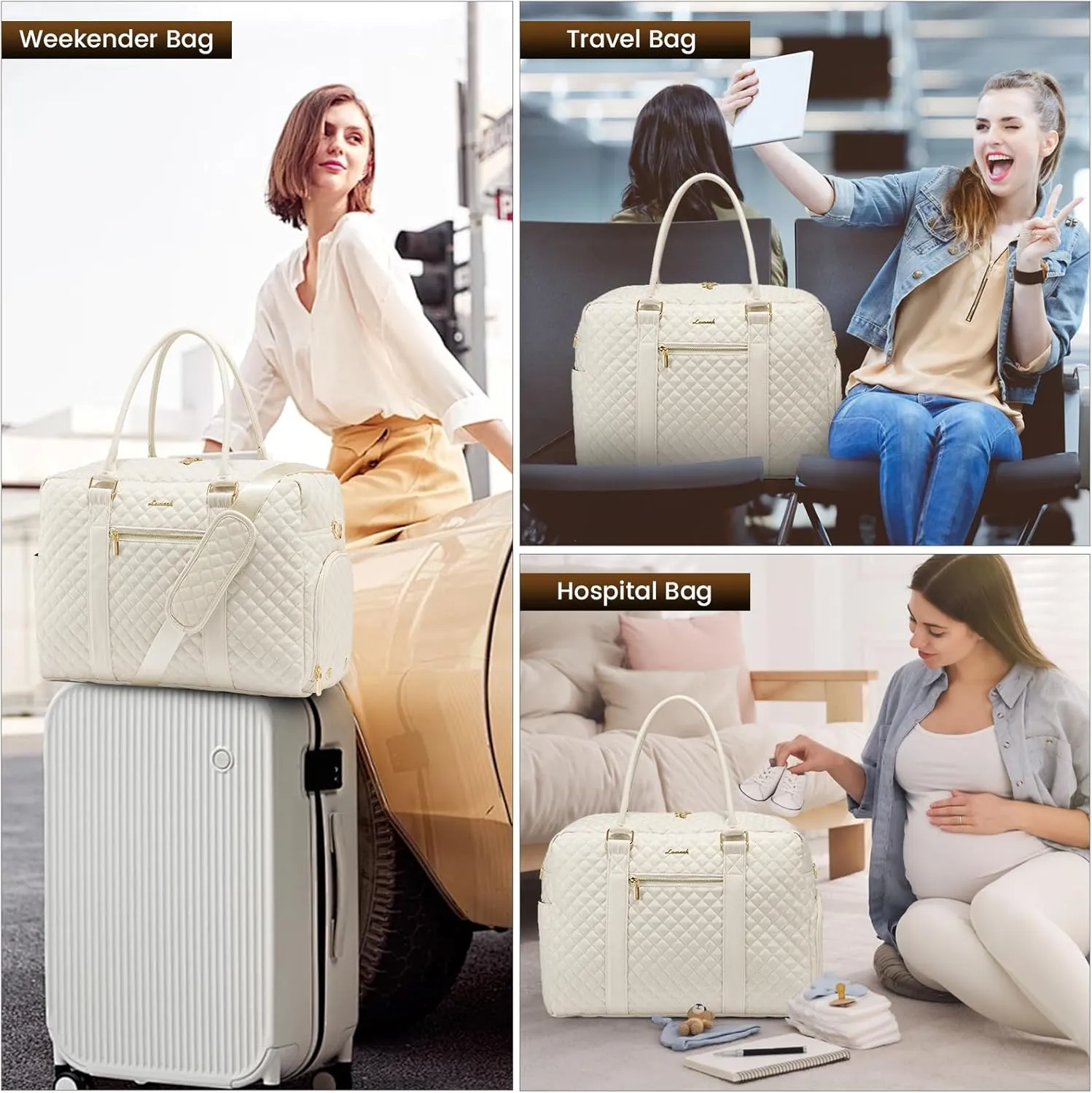 LOVEVOOK Travel Duffle Weekender Bag for Women with Shoe Compartment, Carry on Overnignt Bags with Laptop Compartment, Yoga Gym Duffel Bags with Toiletry Hospital Bag for Labor and Delivery