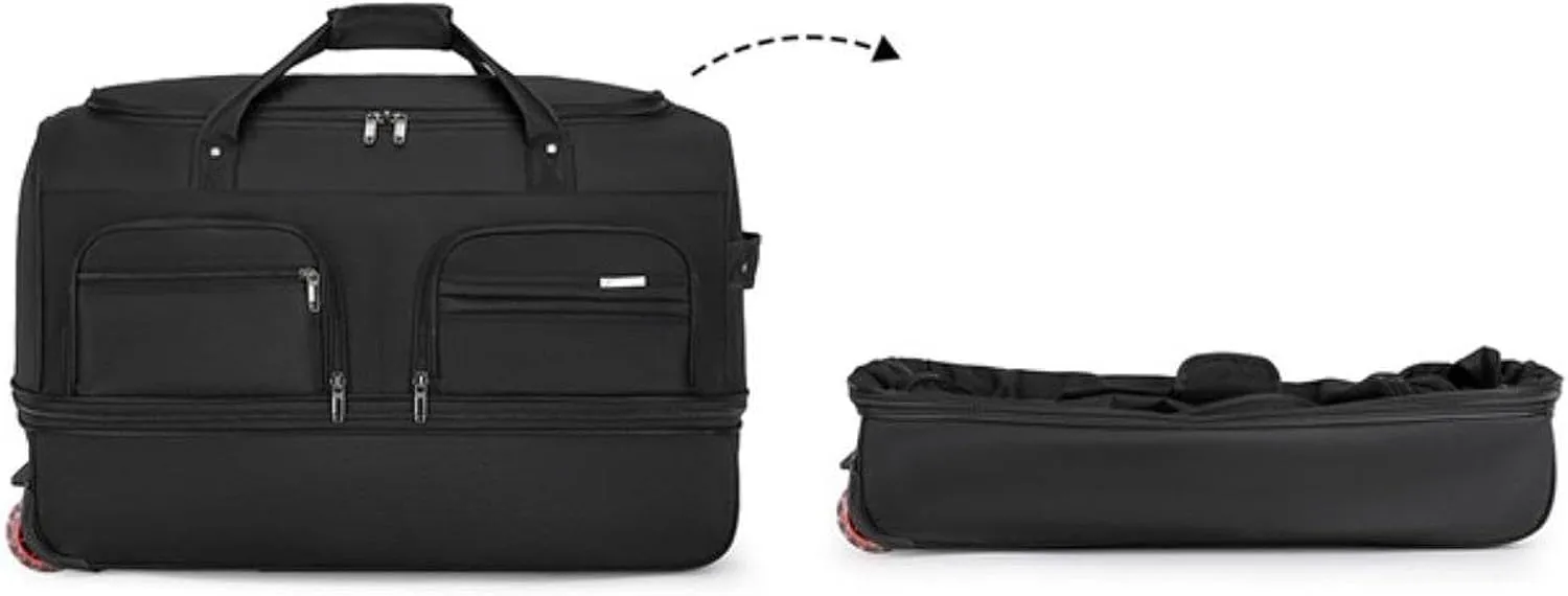 Luggage Bag with Wheels Travel Suitcase Easy to Use, Convenient, Wheeled Rolling Duffel Bag for Outdoor Men and Women, Black