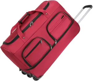 Luggage Bag with Wheels Travel Suitcase Easy to Use, Convenient, Wheeled Rolling Duffel Bag for Outdoor Men and Women, Red