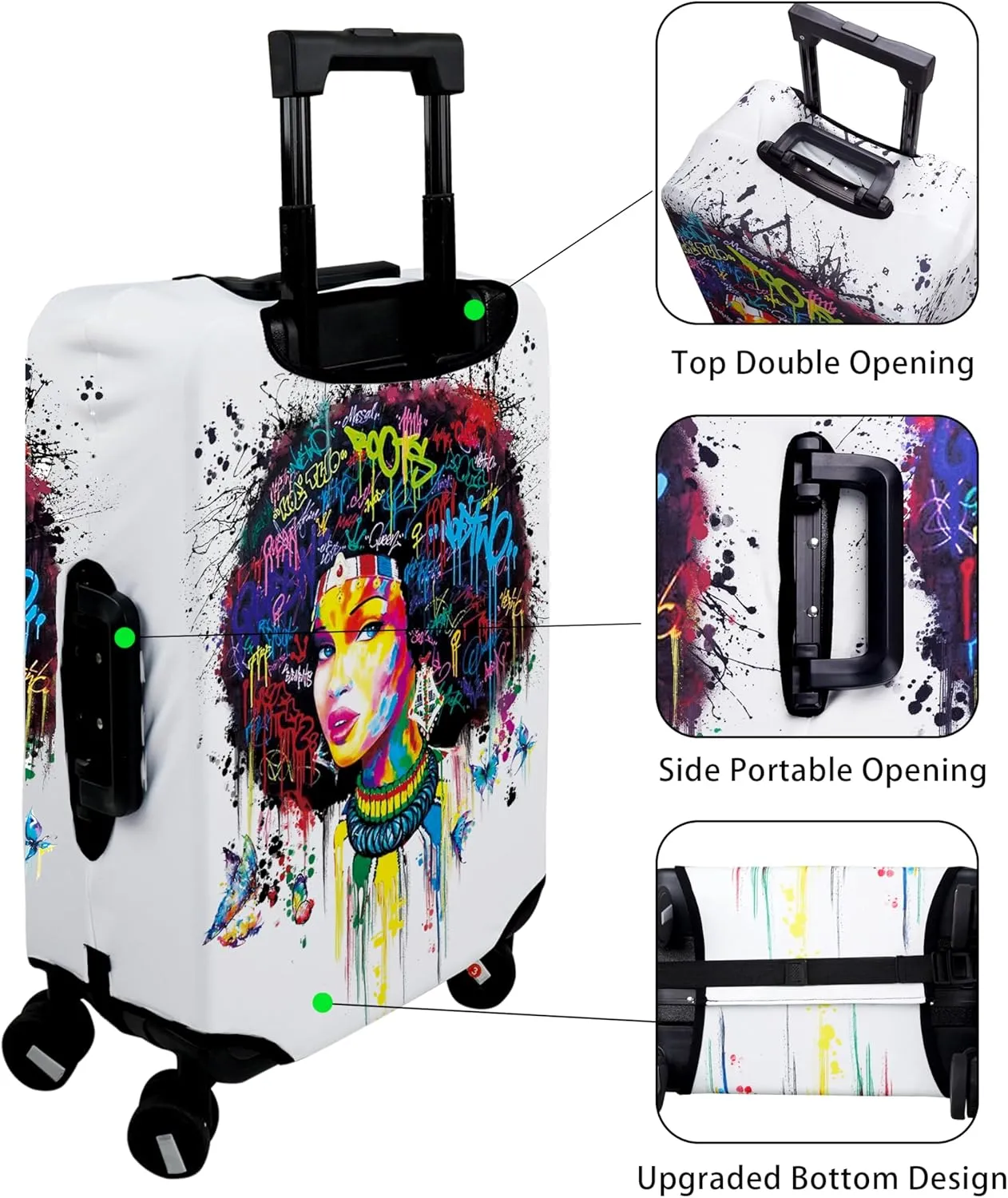 Luggage Cover Approved Travel Suitcase Protector African American Elastic Washable Suitcase Covers for 18-20 Inch Luggage(S)