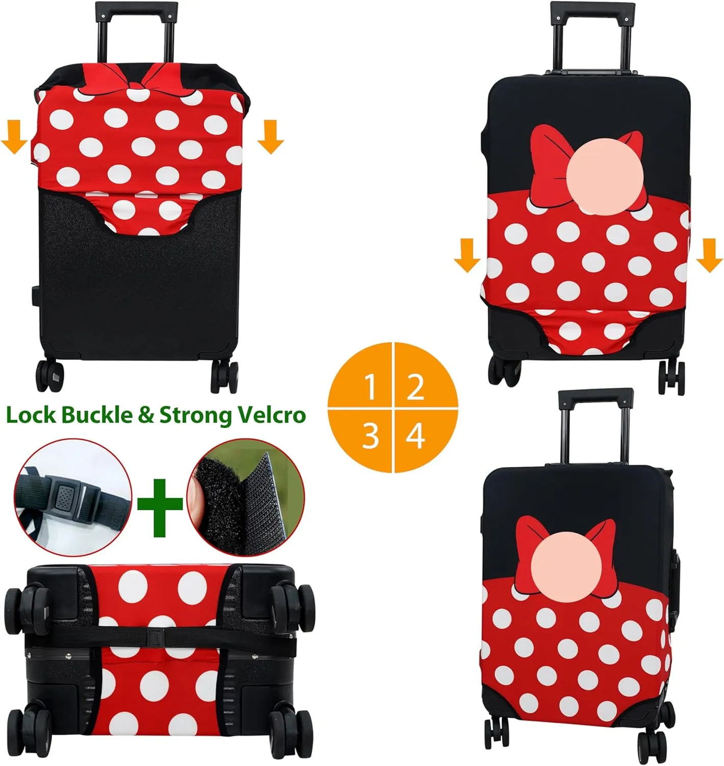 Luggage Cover Approved Travel Suitcase Protector Cute Dots Bow Elastic Washable Baggage Covers for 18-20 inch Luggage(M)