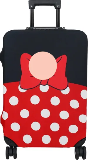 Luggage Cover Approved Travel Suitcase Protector Cute Dots Bow Elastic Washable Baggage Covers for 18-20 inch Luggage(M)