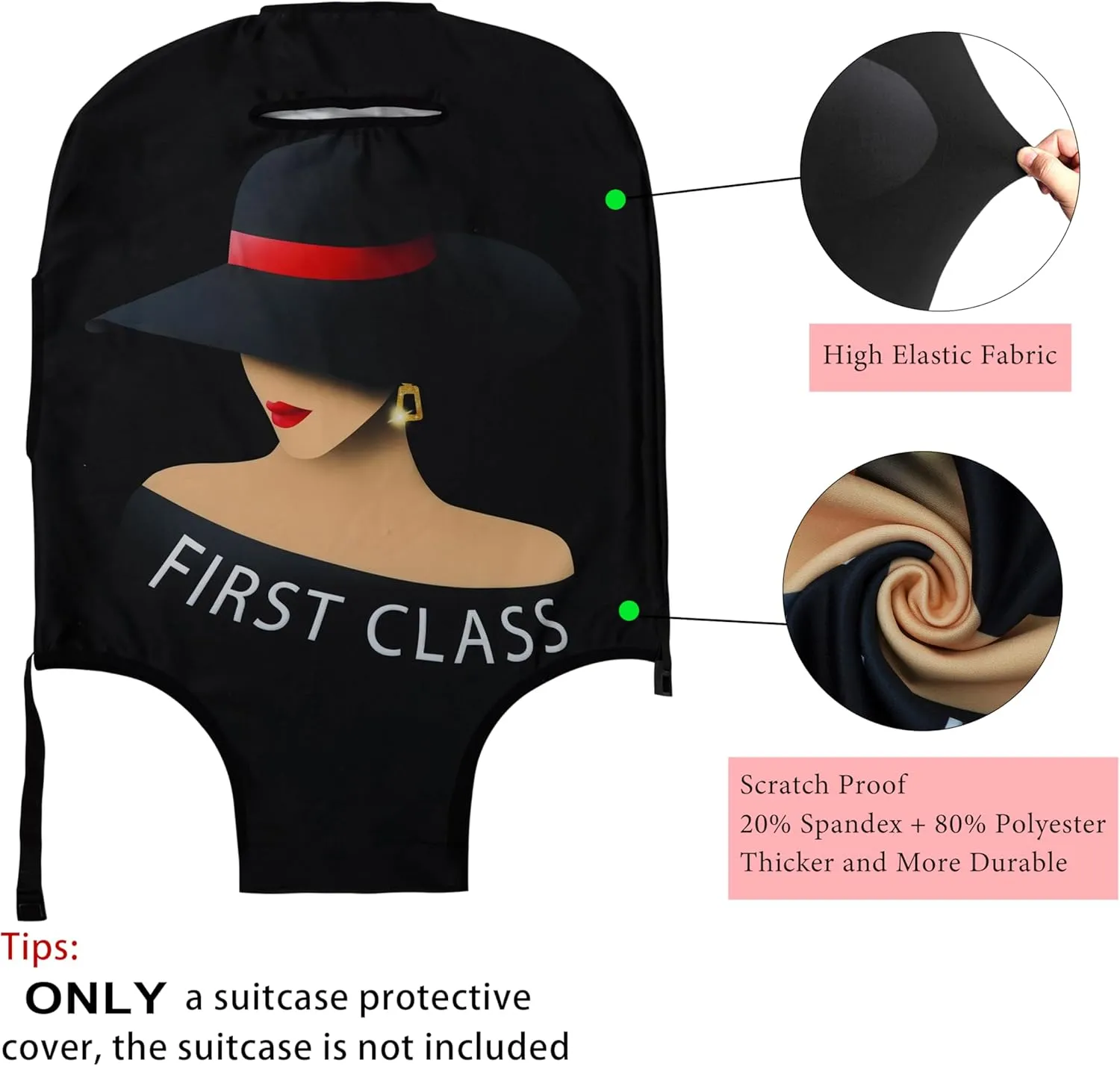Luggage Cover Approved Travel Suitcase Protector Fashion Queen Elastic Washable Unique Themed Suitcase Covers for 21-24 Inch Luggage (M)