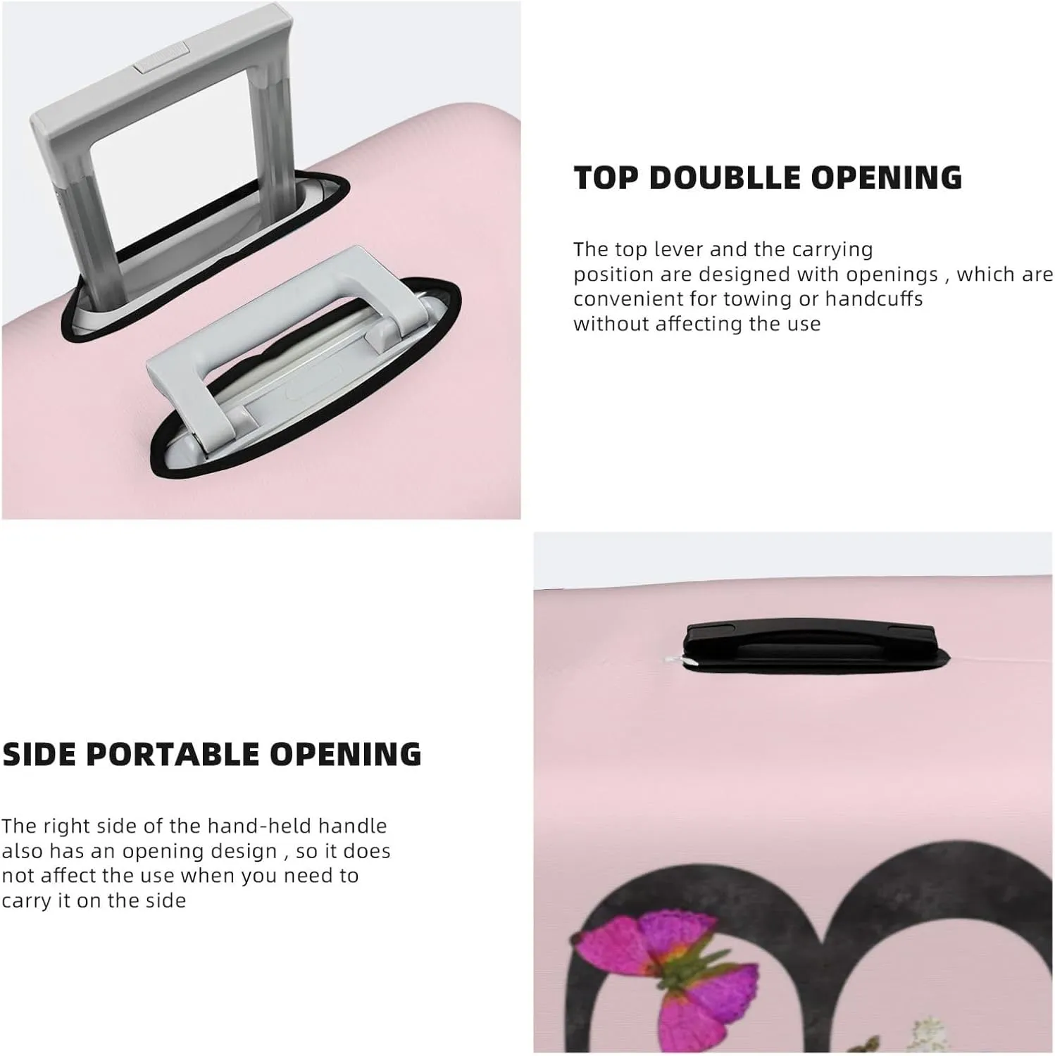 Luggage Cover Flower Butterfly Letter B Pink Suitcase Protector fits 18-32inch Travel Suitcase Cover Dustproof Washable with Concealed Zipper for Wheeled Suitcase LC908