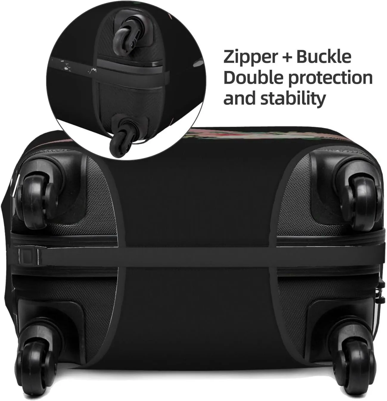 Luggage Cover Flower Letter A Black Suitcase Protector fits 18-32inch Travel Suitcase Cover Washable Dustproof with Concealed Zipper for Wheeled Suitcase LC997