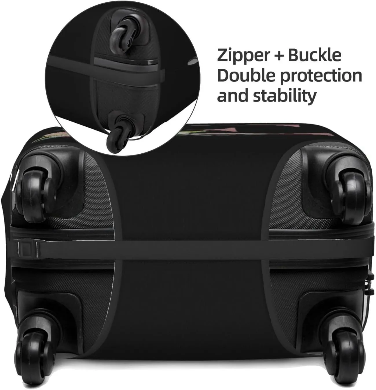 Luggage Cover Flower Letter E Black Suitcase Protector fits 18-32inch Travel Suitcase Cover Washable Dustproof with Concealed Zipper for Wheeled Suitcase LC1013