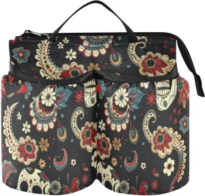 Luggage Cup Holder Convenient Paisley Flower Skull Caddy Drink Holder Travel Accessories Gift Suitcase Attachemt portavaso para