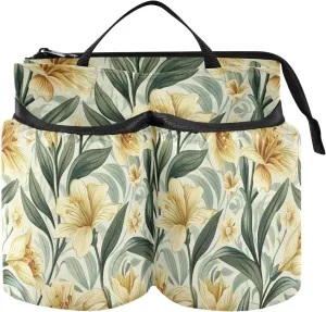Luggage Cup Holder Convenient Vintage Lily Flower Bag Drink Holder Hold Two Coffee Mugs for Airplane Travelers
