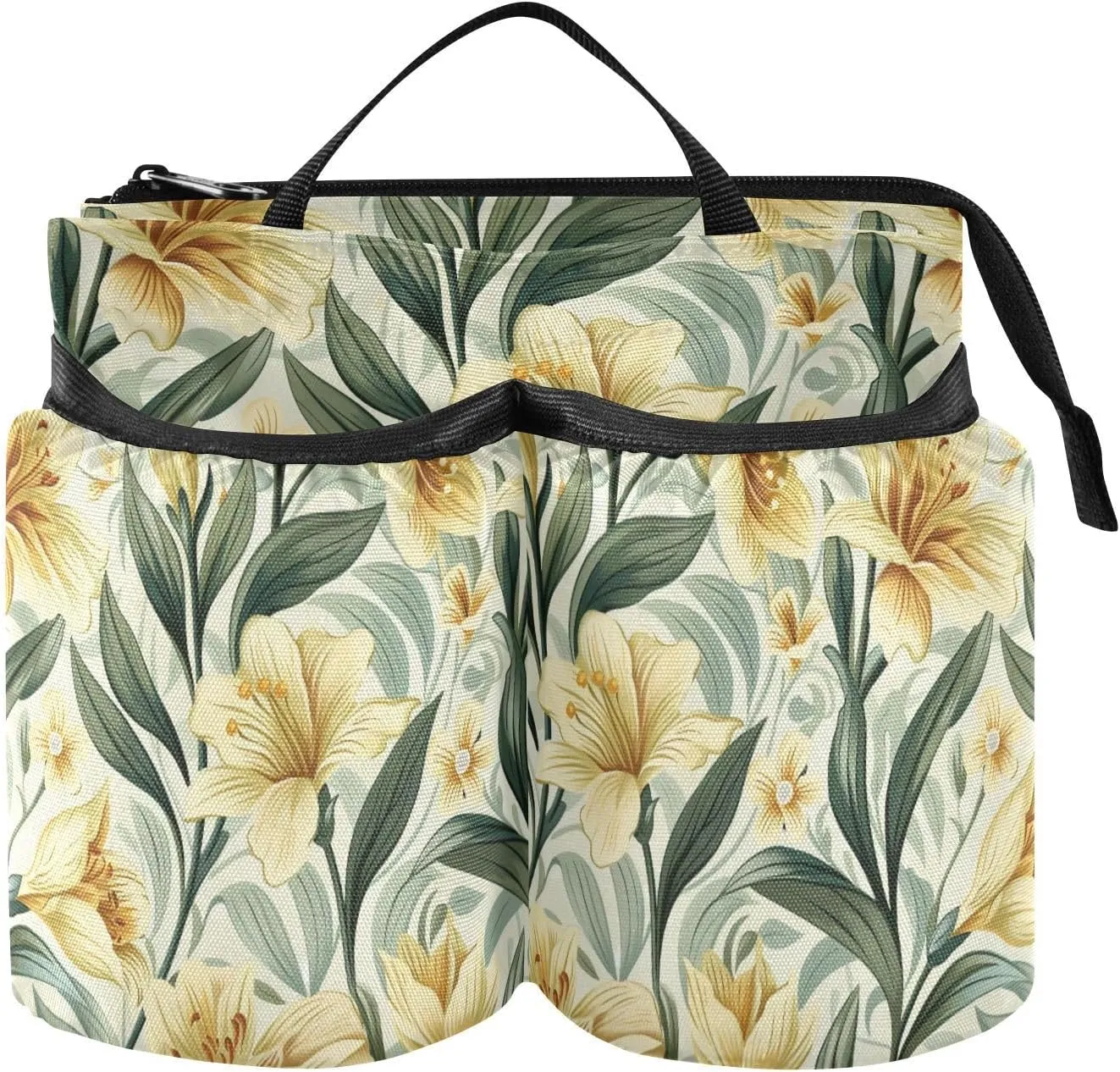 Luggage Cup Holder Convenient Vintage Lily Flower Bag Drink Holder Hold Two Coffee Mugs for Airplane Travelers