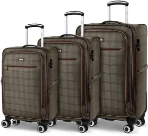 Luggage Sets 3 Piece,Suitcases with Wheels Hardshell,Softside Luggage Set,Foldie Travel Bag Expandable,Charcoal Material W/Tsa Lock & Double Spinner Wheels(20in/26in/30in) COLOR#6