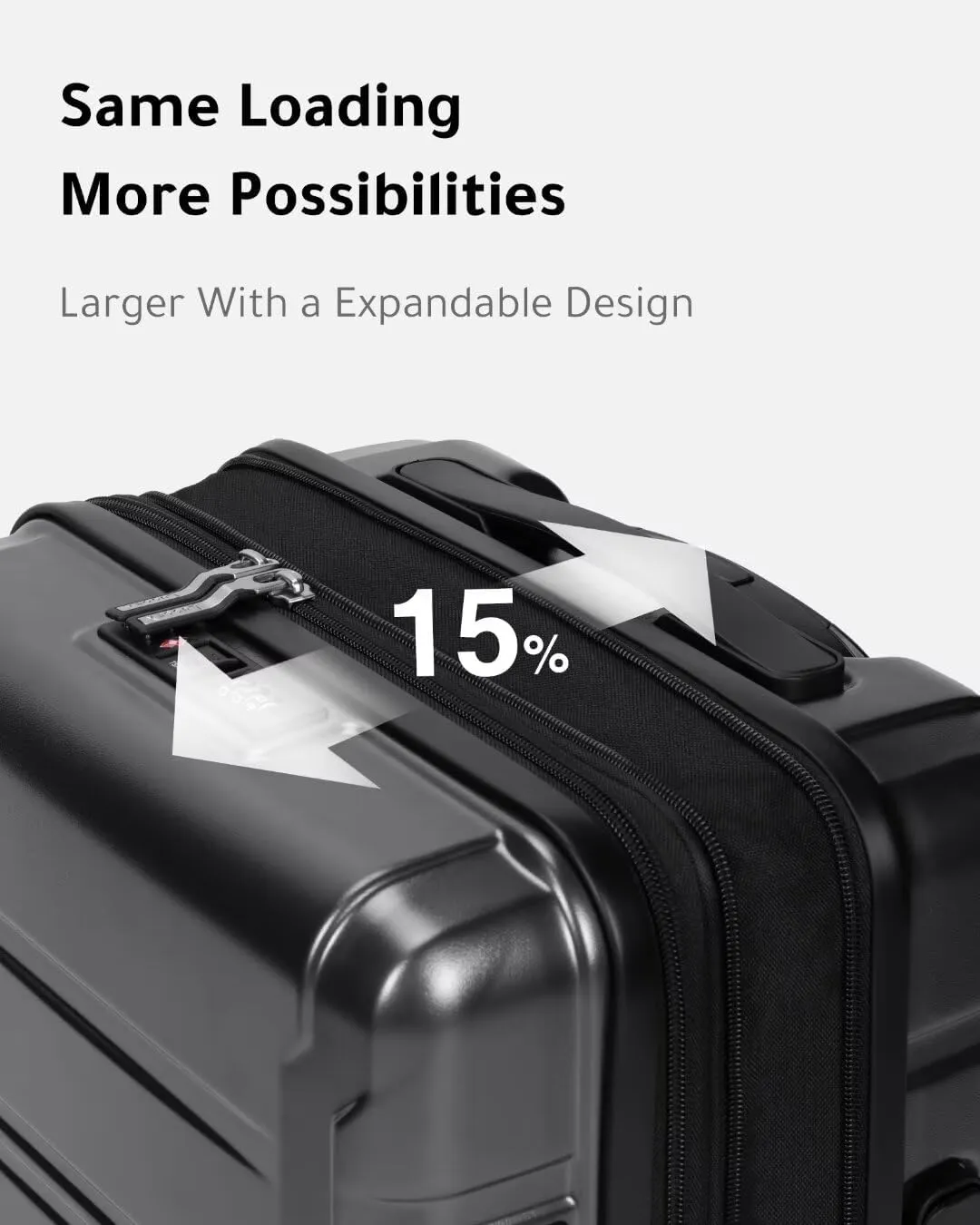LUGGEX Carry on Luggage Airline Approved, Polycarbonate Hard Shell Suitcase, Expandable Luggage with Charger Port (Black, 20 Inch, 30.7L)