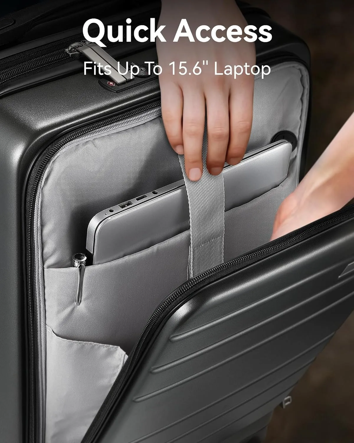 LUGGEX Luggage Sets 2 Pieces, Expandable 20 Inch Carry On Luggage and 28 Inch Checked Suitcase with Front Opening (Charcoal Metallic, 20/28)