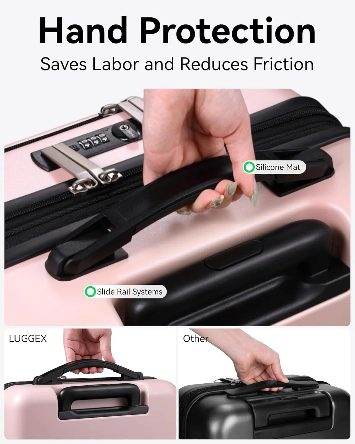 LUGGEX Luggage Sets 2 Pieces, Expandable 20 Inch Carry On Luggage and 28 Inch Checked Suitcase with Front Opening (Pink, 20/28)