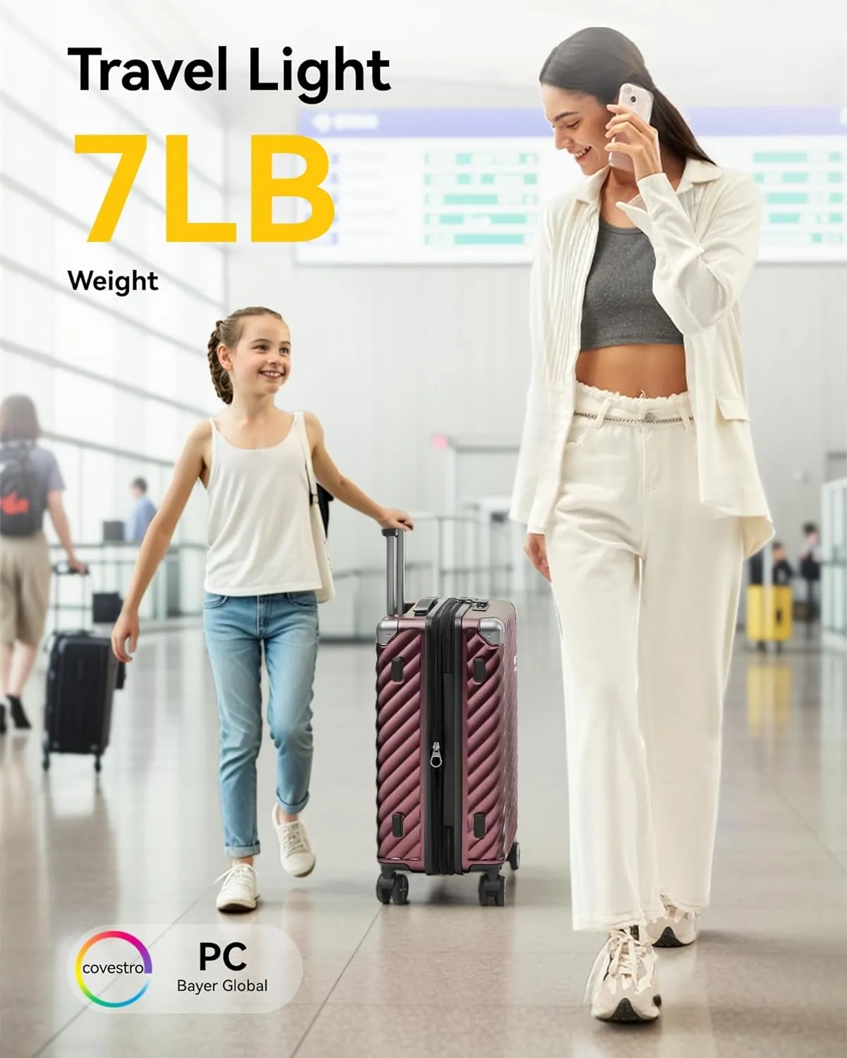 LUGGEX Luggage with Spinner Wheels, Polycarbonate Expandable Hard Shell Suitcase, Carry On 20 Inch, Utility Blue