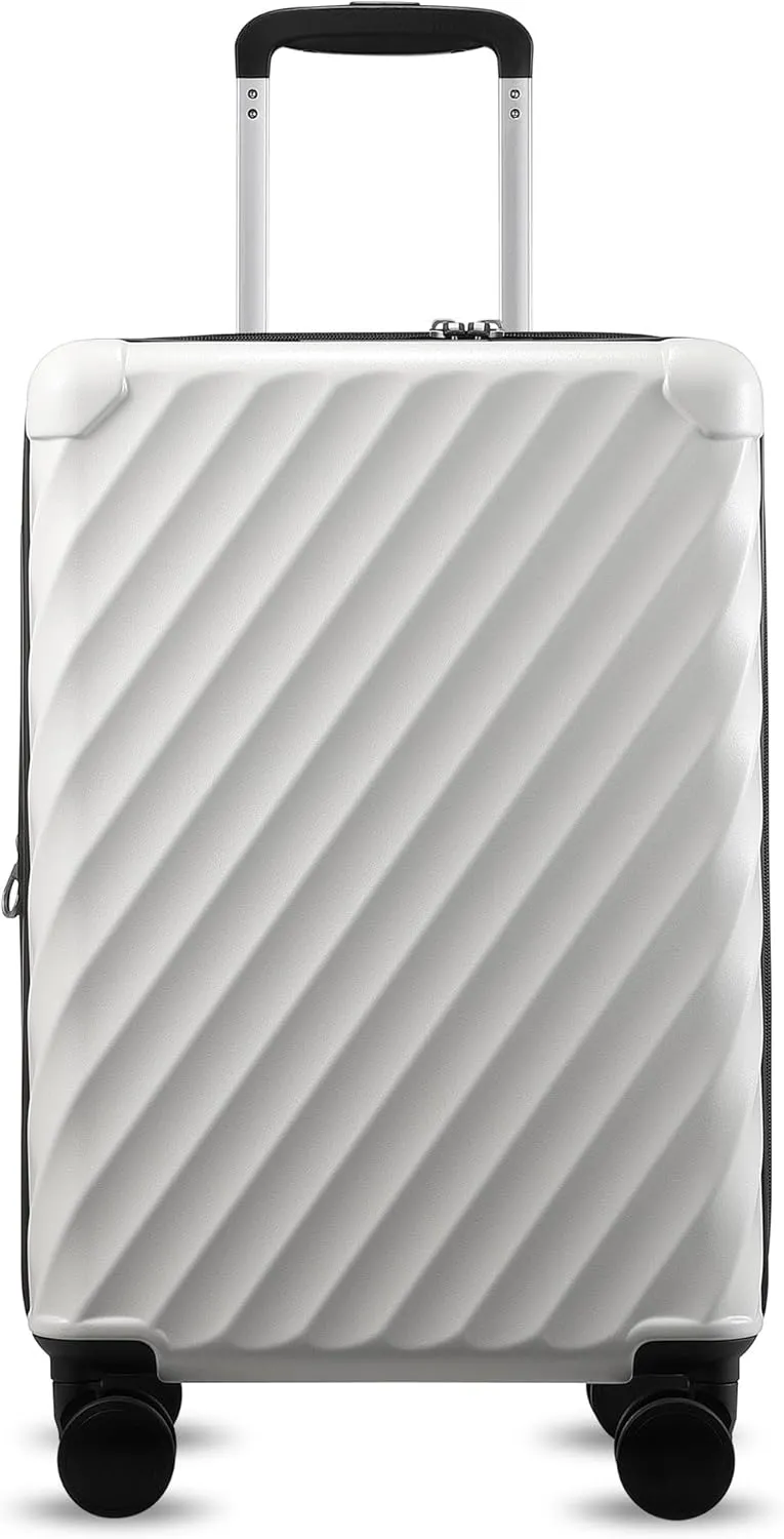 LUGGEX Luggage with Spinner Wheels, Polycarbonate Expandable Hard Shell Suitcase, Carry On 20 Inch, White